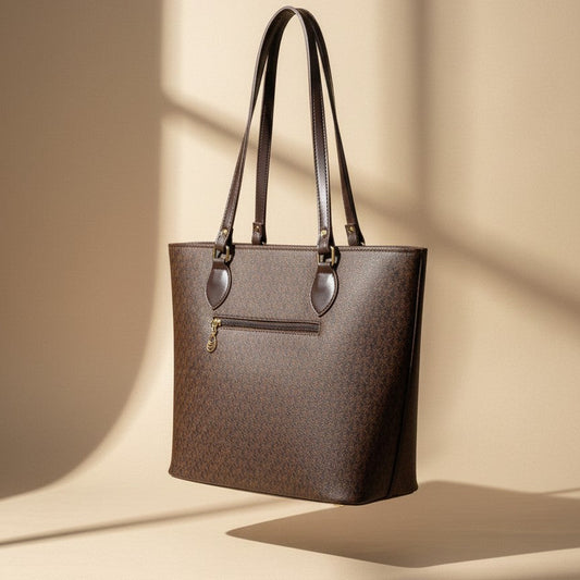 Classic Dark Brown Patterned Tote Bag