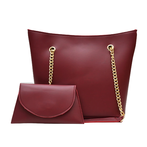 Half Chain Large Tote Bag For Women-Maroon - Modwhims