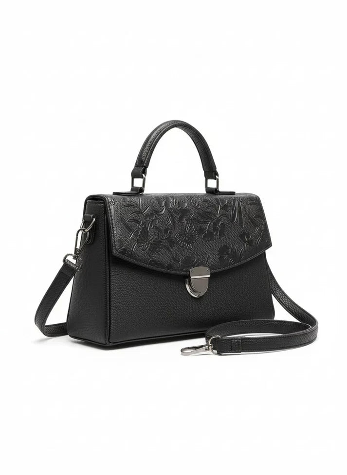 Burgundy Embossed Dragonfly Satchel
