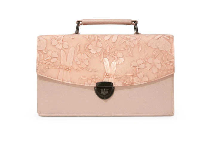Burgundy Embossed Dragonfly Satchel