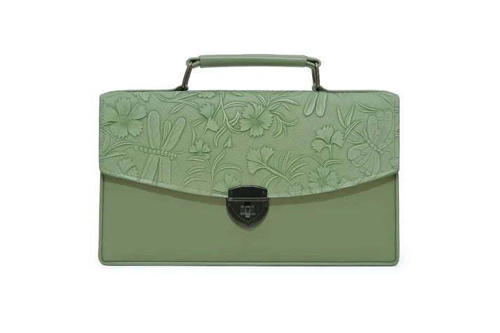 Burgundy Embossed Dragonfly Satchel
