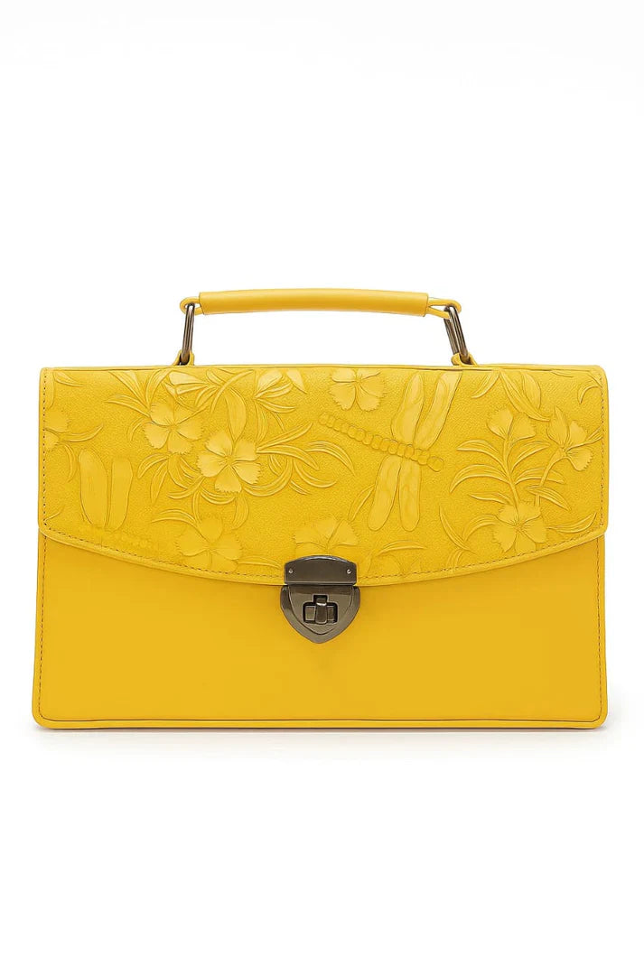 Burgundy Embossed Dragonfly Satchel