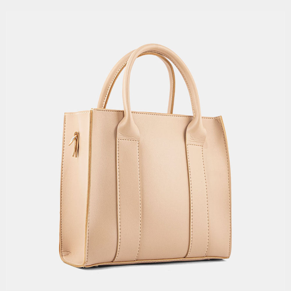 Elegant Pink Leather Tote Bag & Matching Clutch Wallet