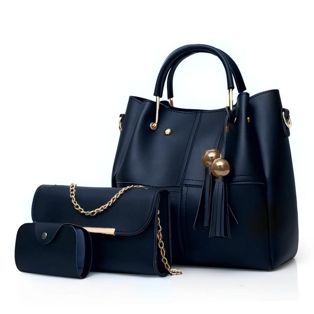 3 in 1 Piece Vintage Trendy HandBag For Women- Blue - Modwhims